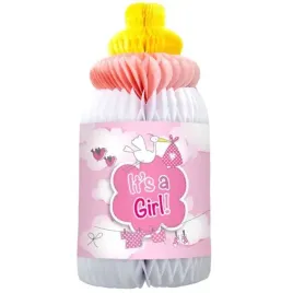 dekoracja-honeycomb-its-a-girl-butelka-rozowy-folat-28-cm