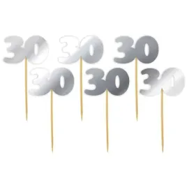 pikery-30-urodziny-classic-srebrne-metalik-6-szt