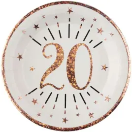 talerzyki-papierowe-20-urodziny-rozowe-zloto-bialy-santex-225-c