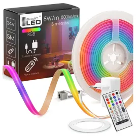 tasma-led-rgbw-rgb-bialy-cob-24v-linia-neon-5-m-zestaw-zasilacz-pilot