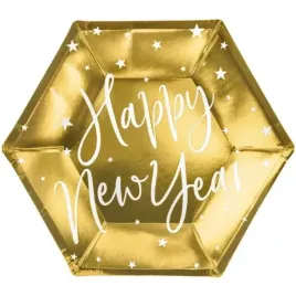 talerzyki-papierowe-happy-new-year-zloty-partydeco-20-cm-6-szt