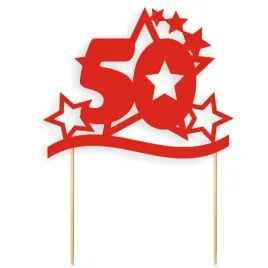 topper-papierowy-urodziny-50-stars-czerwona-17-cm
