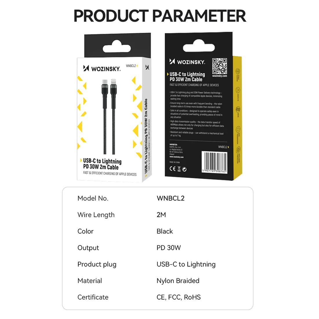 kabel-usb-c-do-lightning-wozinsky-wnbcl2-30w-2m-czarny-do-apple-stan-nowy