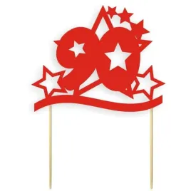 topper-papierowy-urodziny-90-stars-czerwona-17-cm