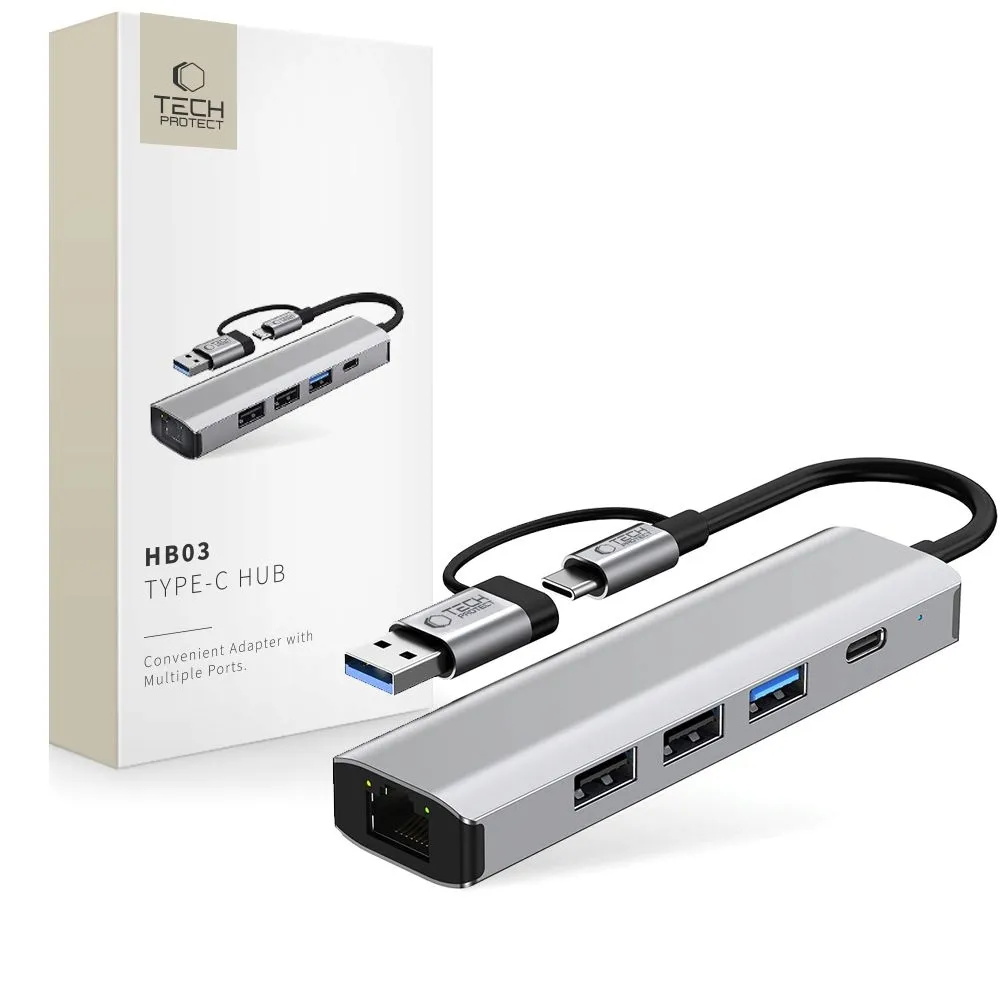 adapter-tech-protect-hb03-5in1-dla-komputerow-usb-c-i-usb-a-aluminium-stan-nowy