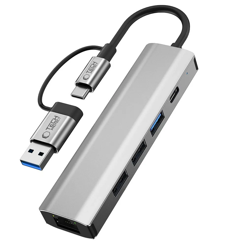 adapter-tech-protect-hb03-5in1-dla-komputerow-usb-c-i-usb-a-aluminium-stan-nowy