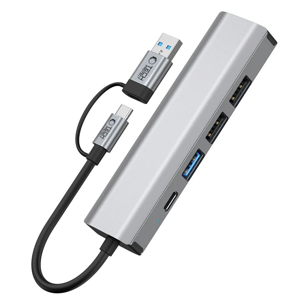 adapter-tech-protect-hb03-5in1-dla-komputerow-usb-c-i-usb-a-aluminium
