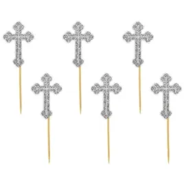 pikery-krzyz-srebrne-brokatowe-9-cm-6-szt