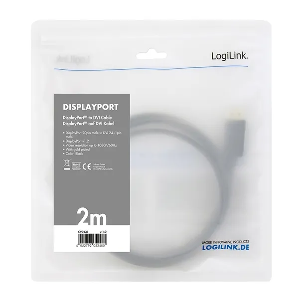 kabel-logilink-displayport-dvi-cv0131-2-m-certyfikat-ce