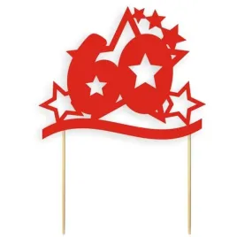 topper-papierowy-urodziny-60-stars-czerwona-17-cm