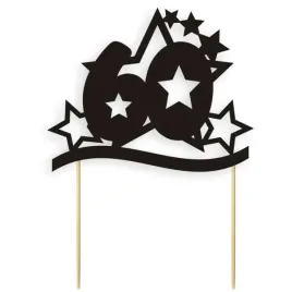 topper-papierowy-urodziny-60-stars-czarna-17-cm