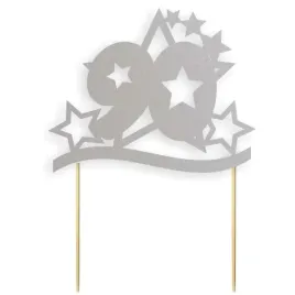 topper-papierowy-urodziny-90-stars-srebrna-17-cm