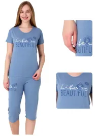 pizama-damska-3-4-bawelniana-life-is-beautiful-niebieska-l