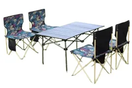 skladany-stolik-turystyczny-ogrodowy-95-52-50-cm-czarny-4-krzesla-kwiaty