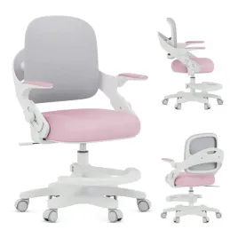 fotel-ergonomiczny-dla-dziecka-150-cm-pink-grey-krzeslo-obrotowe