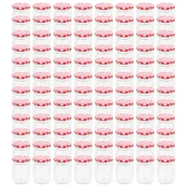 szklane-sloiki-na-dzem-230ml-x96-z-bialo-czerwona-pokrywka