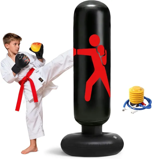 WOREK BOKSERSKI DLA DZIECI TRENINGOWY RĘKAWICE ZESTAW 150cm BOKS KICKBOKS
