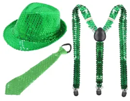 zestaw-kapelusz-cekinowy-zielony-szelki-krawat-sw-patryk-elf