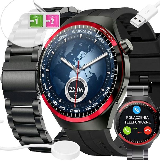 Smartwatch Zegarek Męski z Pomiarem Cukru Rozmowy Bluetooth Sport Puls PL