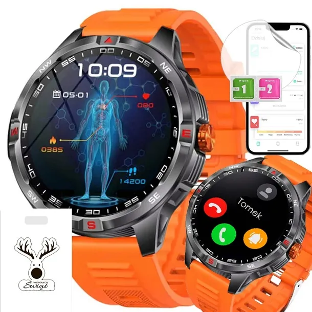 Zegarek męski smartwatch rozmowy kompas mocna bateria sport zdrowotne