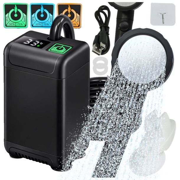 Prysznic Turystyczny Kempingowy USB Akumulator 7800mAh Pompa Elektryczna