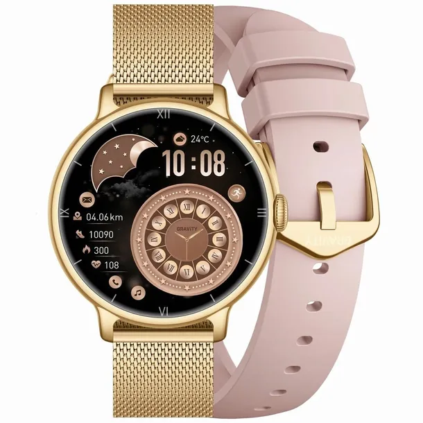 SMARTWATCH DAMSKI GRAVITY GT33-1 - AMOLED, DODATKOWY PASEK (sg048a) +GRAWER
