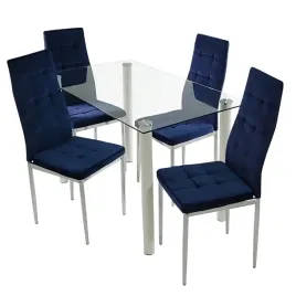 stol-nicea-bialy-i-4-krzesla-monako-velvet-granatowe