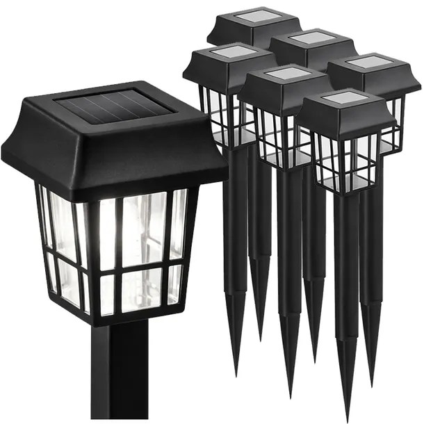 6x Lampa solarna LED Latarnia ogrodowa wbijana słupek latarenka