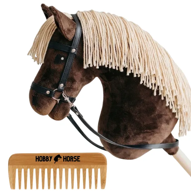 HOBBY HORSE KOŃ NA KIJU A3 KONIK GŁOWA KONIA PATYKU Z GRZYWĄ + GRZEBIEŃ