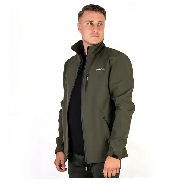 Kurtka Wiatrówka Męska z Kapturem Zielona Softshell Przejściowa Jesienna