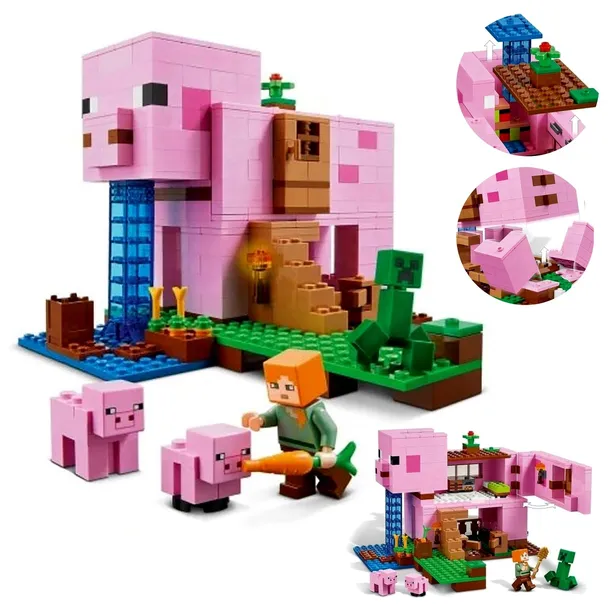 KLOCKI ZESTAW MINECRAFT 512 ele RÓŻOWY DOMEK PREZENT DLA DZIEWCZYNKI