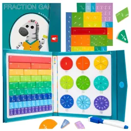 magnetyczna-tablica-montessori-do-nauki-ulamkow-kolorowe-plytki-mazak