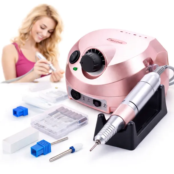 FREZARKA DO PAZNOKCI HYBRYD MANICURE PEDICURE MOCNA 65W + FREZY ZESTAW
