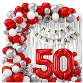balony-srebrne-czerwone-girlanda-balonowa-zestaw-50-urodziny-scianka-baner