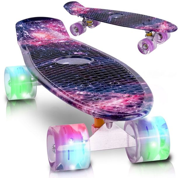 FISZKA DESKOROLKA DESKA 56CM ŚWIECĄCE KOŁA LED RGB do 100kg Dla Dzieci