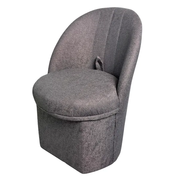 PUFA Z OPARCIEM SZARA ZE SCHOWKIEM DO SALONU PUF FOTELIK Z POJEMNIKIEM