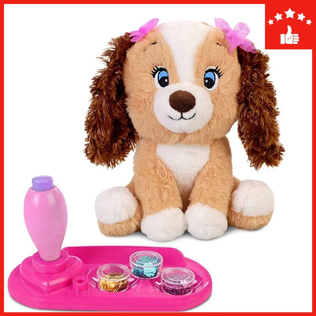 pluszowy-brazowy-piesek-dla-dziewczynek-do-dekorowania-z-cekinami