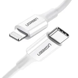 ugreen-kabel-przewod-usb-typ-c-lightning-mfi-1m-3a-18w-bialy-10493
