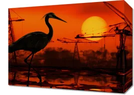 obraz-40x30cm-zmierzch-industrialny-zurawia