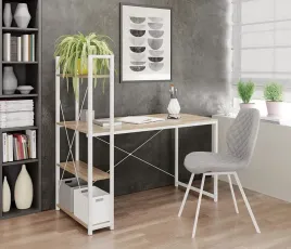 industrialne-biurko-z-regalem-bialy-stelaz-dab-sonoma