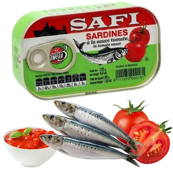 Sardynki Marokańskie w Sosie Pomidorowym 30,9 % SAFI MK 0,125 kg Konshurt