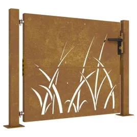 furtka-ogrodowa-100x100-cm-stal-kortenowska-motyw-trawy