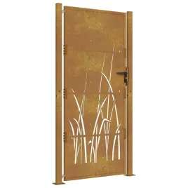 furtka-ogrodowa-100x175-cm-stal-kortenowska-motyw-trawy