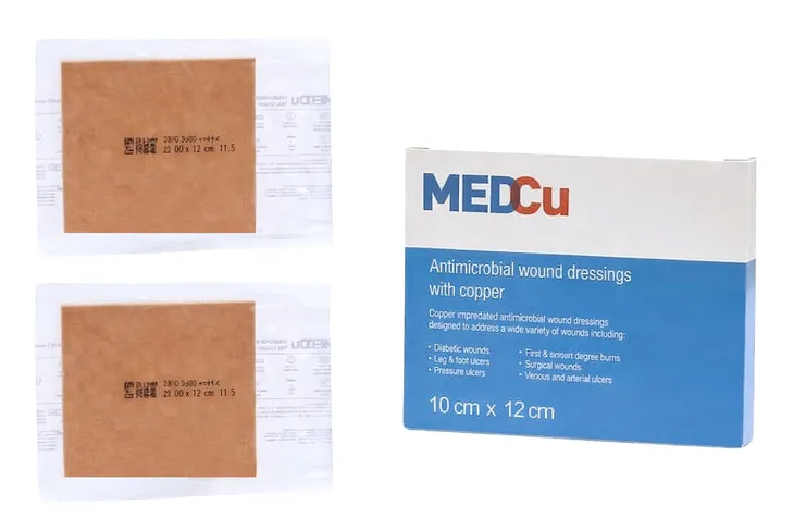 MedCu 10x12cm opatrunek z miedzią na rany, odleżyny, owrzodzenia ( 2 szt.)