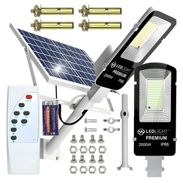 LAMPA ULICZNA SOLARNA 264x LED 2000W Z UCHWYTEM LATARNIA NA SŁUP + PILOT