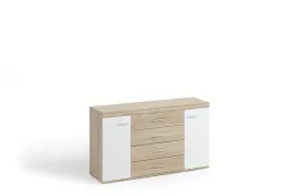 komoda-salon-160cm-dab-sonoma-bialy-mat-duza-pojemna