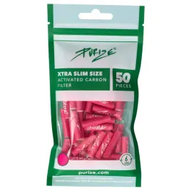 Zdjęcie produktu Filtry z aktywnym węglem Purize XTRA Slim Pink 50 szt. śr. 6 mm
