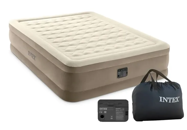 Materac dmuchany dwuosobowy łóżko Intex z pompką elektryczną 203x152cm