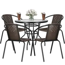 meble-ogrodowe-zestaw-kawowy-mebli-stol-4-krzesla-brazowe-na-taras-balkon