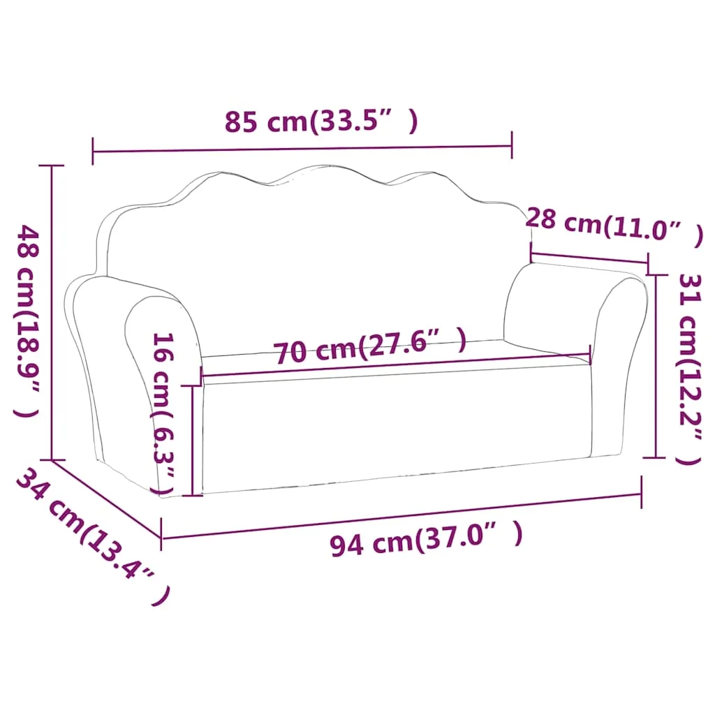 sofa-dla-dzieci-2-os-kremowa-miekki-plusz